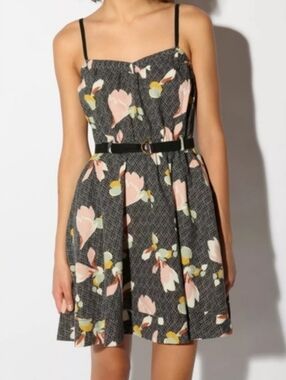 Kimchi Blue Black Floral Fit-and-Flare Mini Dress